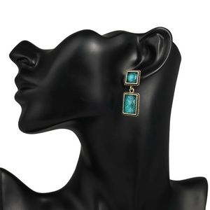Fashion Green Square Alloy Earrings